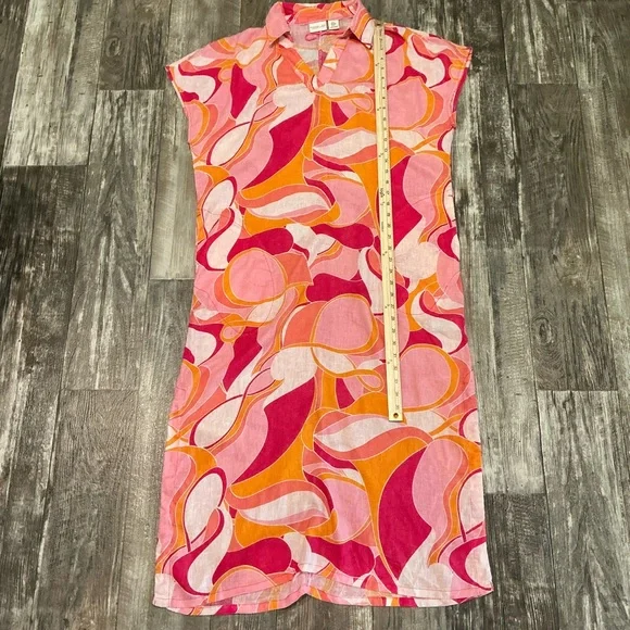 Rachel Zoe Orange and Pink Resort Maxi Dress with Polo Collar Size Medium - Picture 5 of 7